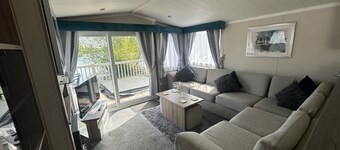 Luxury lakeside Caravan at Tattershall Lakes award winning site with a hot tub, private Fishing Peg