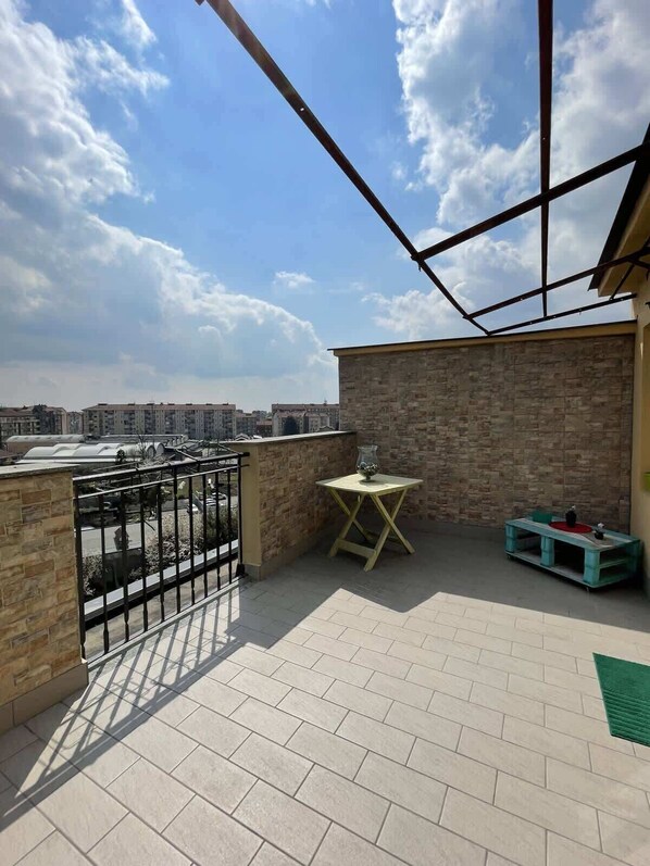 Spacious terrace with a view of the city