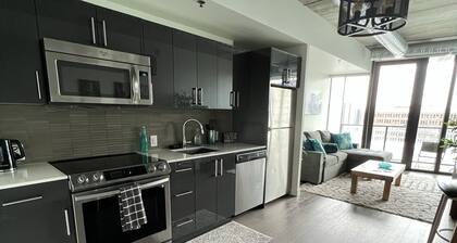2 bed downtown across jets arena king bed wifi