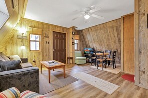 Smart TV, fireplace, DVD player