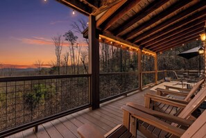 Terrace/patio - Huge MTN VIEW Cabin! Hot Tub, Game Room, Theater (Blue Ridge)
