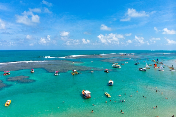 On the beach, white sand