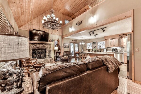 Smart TV, fireplace, video games, books