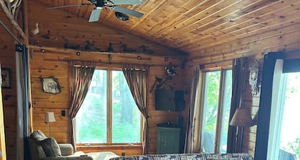 Cabins overlooking the lake Sakatah, bordering the state trail