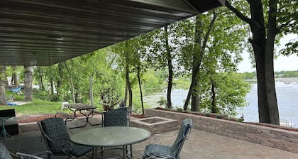 Cabins overlooking the lake Sakatah, bordering the state trail