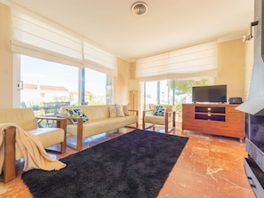 TV, fireplace