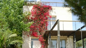 A building with a balcony and a staircase.
