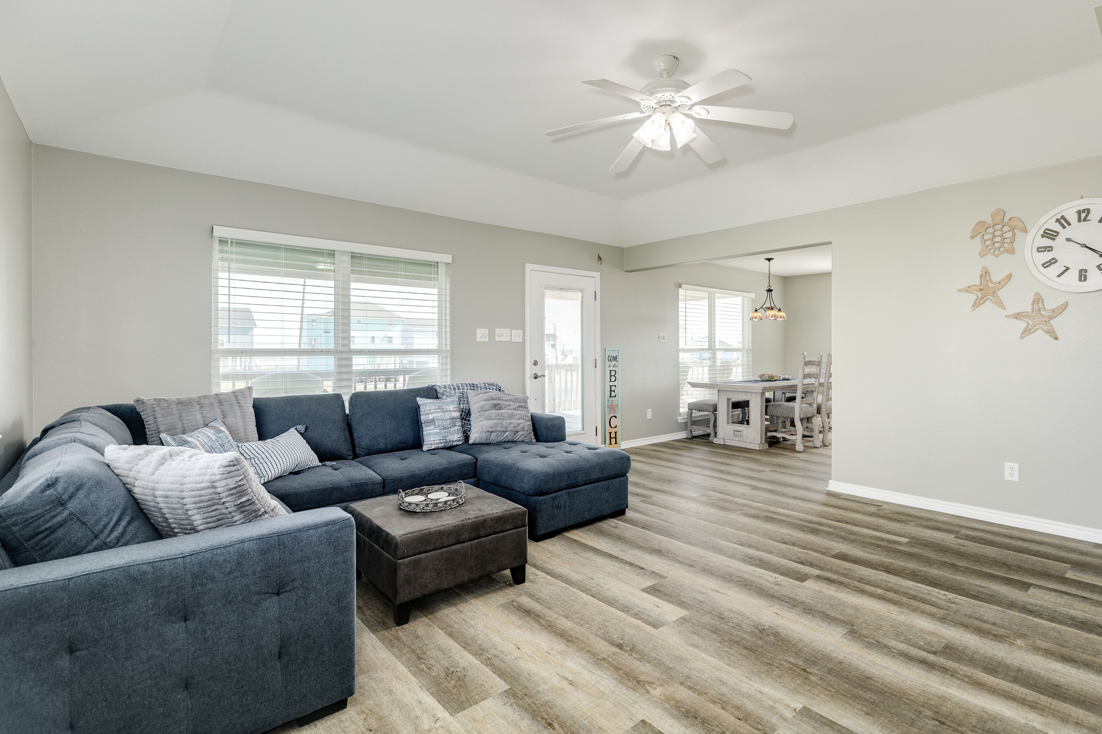 Water-view home steps from the beach - central AC, washer/dryer, & shared pool