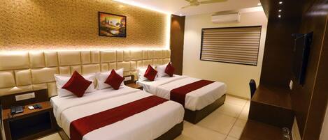 Desk, free WiFi, bed sheets