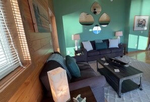 TV, fireplace - Harbor Beach House - Right on the Water, located Downtown La Pointe! (La Pointe)