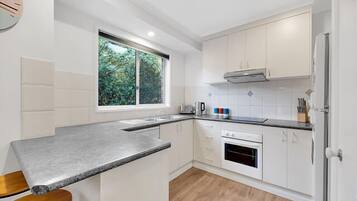 Fridge, microwave, oven, toaster