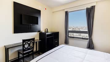 Premium bedding, down duvets, memory-foam beds, desk