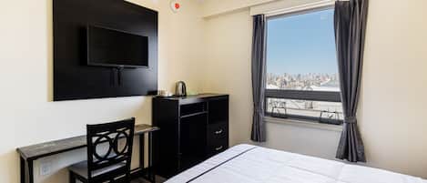 Premium bedding, down duvets, memory-foam beds, desk