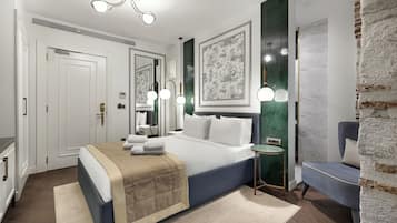 Habitación superior | Ropa de cama de alta calidad y caja de seguridad en la habitación