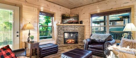 Smart TV, fireplace, table football