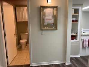 Shower, eco-friendly toiletries, hair dryer, towels