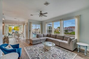 Smart TV, foosball, books, stereo