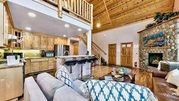 TV, fireplace, video games, DVD player