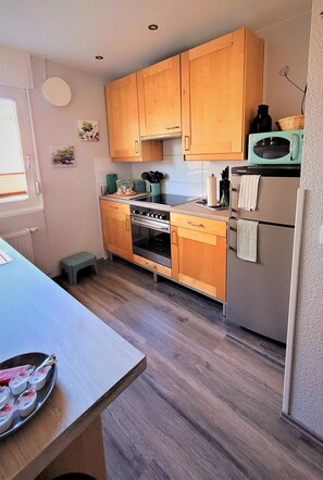 Kühlschrank, Mikrowelle, Ofen, Herdplatte