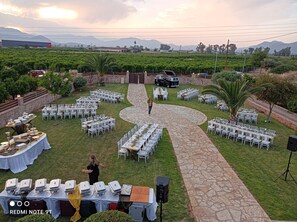 Outdoor banquet area