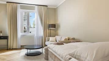 Desk, free WiFi, bed sheets