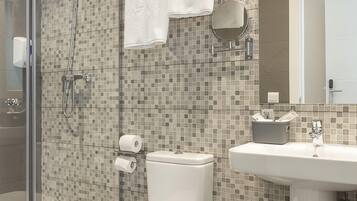 Shower, slippers, towels