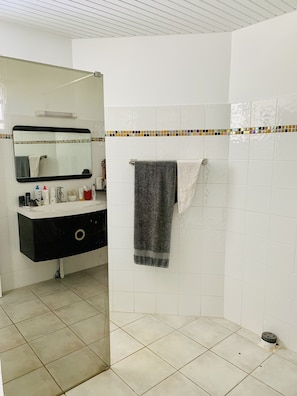 Dusche, Haartrockner, Handtücher