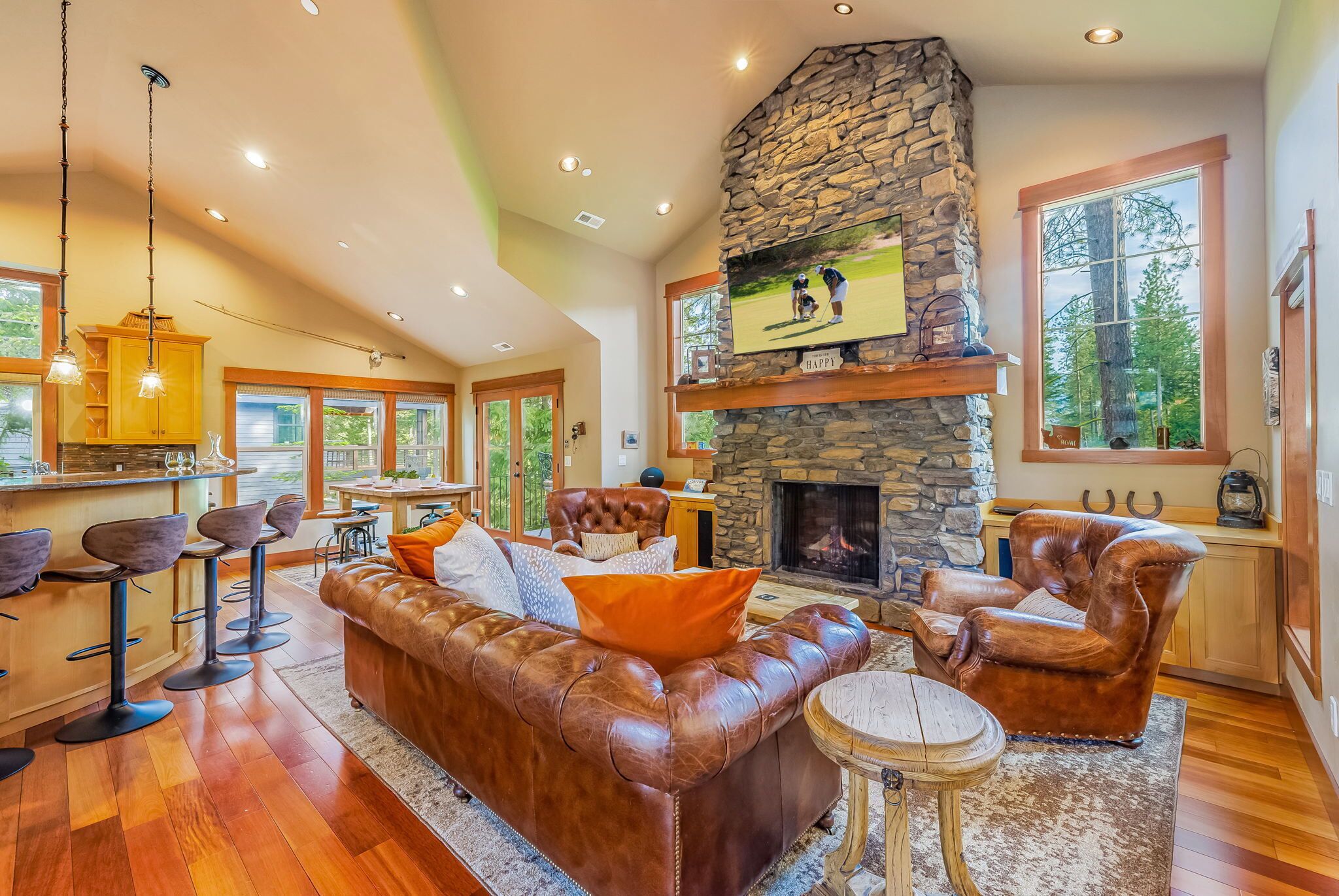 Smart TV, fireplace, foosball, table tennis