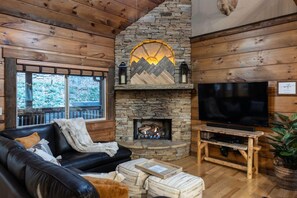 TV, fireplace, DVD player, stereo
