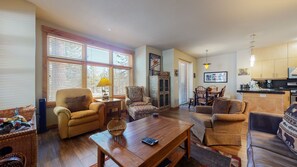 Televisión, chimenea y reproductor de DVD 