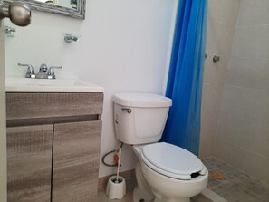 Apartament familiar | Bany | Dutxa, articles de tocador gratuïts, tovalloles i sabó 