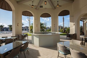 Outdoor dining - Warm and Inviting Family Villa! Themed Rooms, Movie Room and Upstairs Entertainment Loft (Davenport)