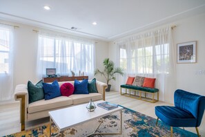 Smart TV, fireplace, foosball, table tennis