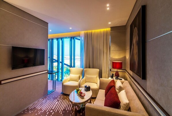 30-inch flat-screen TV with cable channels, TV