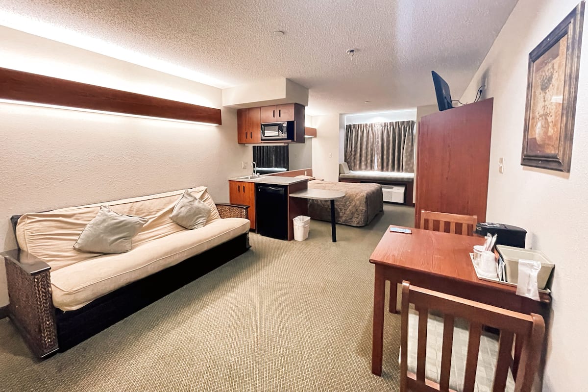 Desk, laptop workspace, iron/ironing board (on request), WiFi (free)