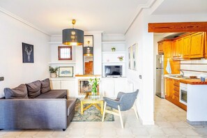 Flat-screen TV, video-game console