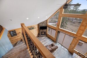 Smart TV, fireplace, video games, foosball