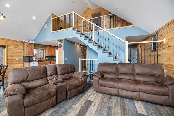 Smart TV, fireplace, video games, foosball