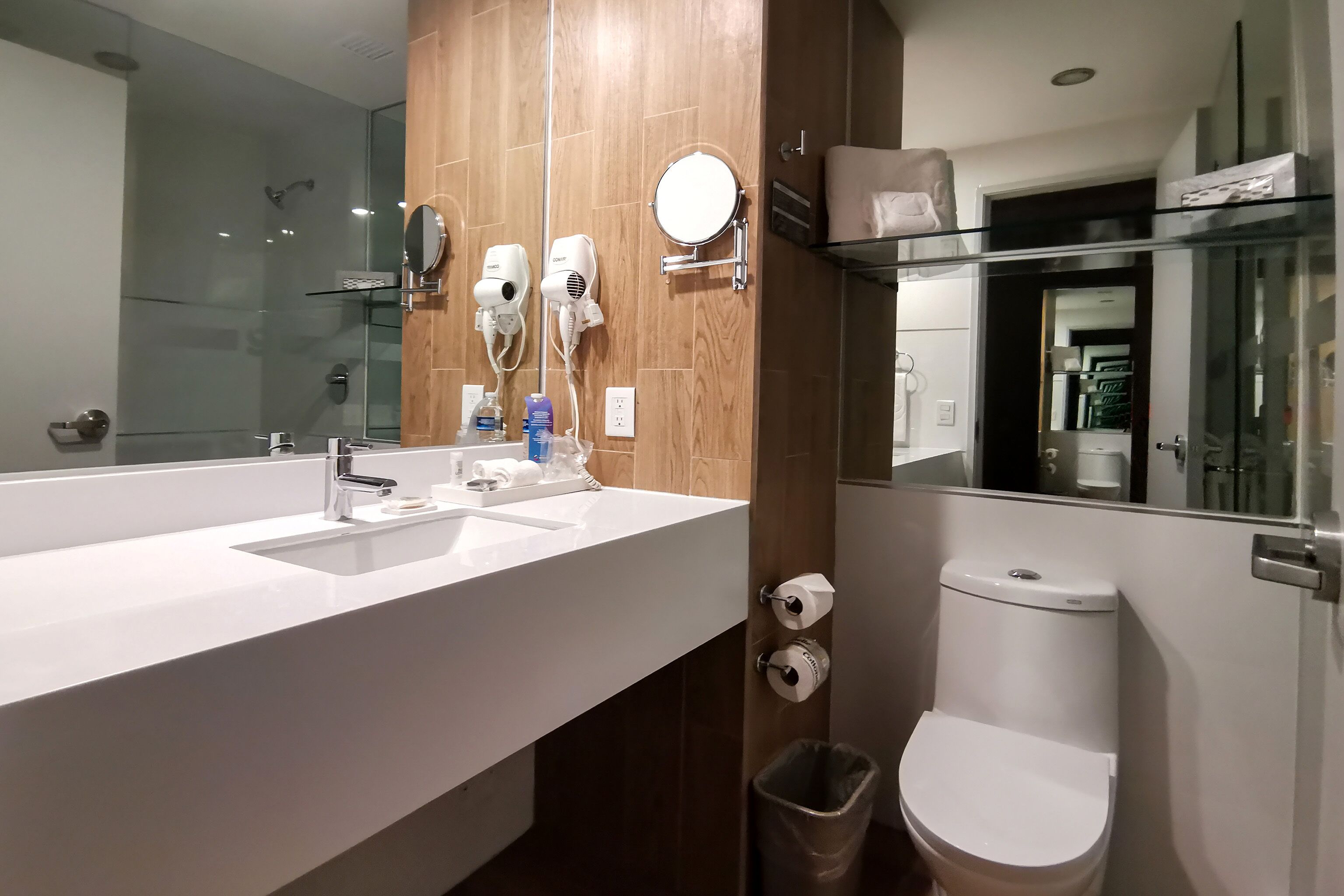 free toiletries, hair dryer, towels, soap