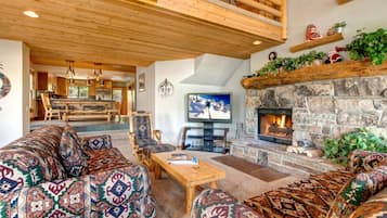 Studio (5 Bedrooms) | Living room | TV, fireplace