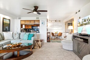 Villa, 2 Bedrooms (Ocean View, Sleeps 6 (POL-109)) | Living room - Polo Beach Club POL-109 by KBM (Kihei)