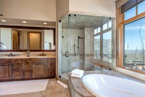 Shower, designer toiletries