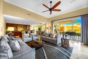 Condo, 3 Bedrooms, Air conditioning, Ocean View (3 Bedrooms HKH-150) | Living room | 55-inch flat-screen TV with digital channels - Honua Kai Hokulani Resort by KBM (Kaanapali)