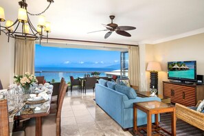 Condo, 3 Bedrooms, Air conditioning, Ocean View (3 Bedrooms HKH-925) | Living room | 55-inch flat-screen TV with digital channels - Honua Kai Hokulani Resort by KBM (Kaanapali)