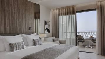 Superior Double Room, Beach View | Memory foam beds, in-room safe, desk, blackout drapes