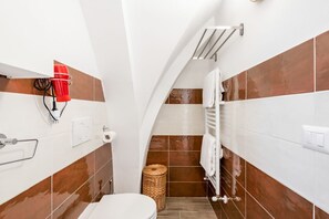 Shower, hair dryer, bidet, toilet paper
