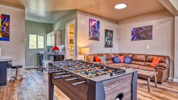 Smart TV, video games, DVD player, table football