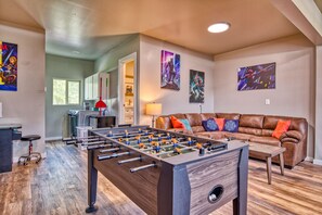 Smart TV, video games, DVD player, table football