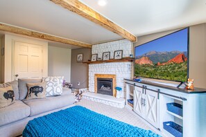 Smart TV, fireplace, video games