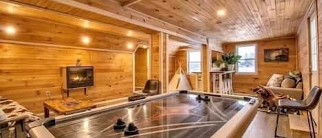 Smart TV, fireplace, video games